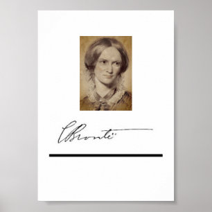 Charlotte Brontë portret en handtekening Poster