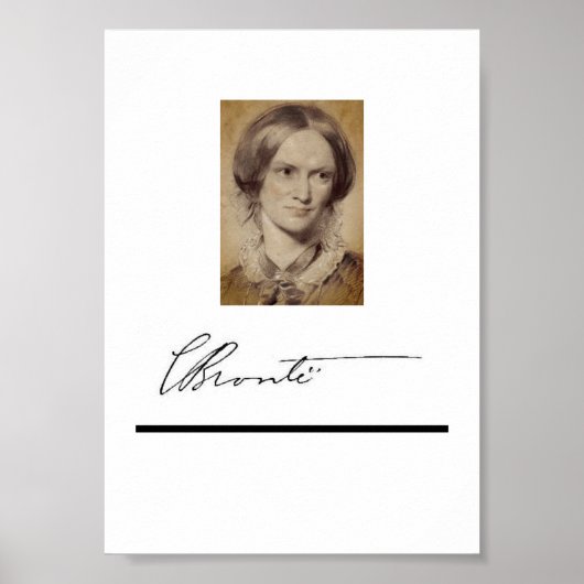 Charlotte Brontë portret en handtekening Poster (Voorkant)