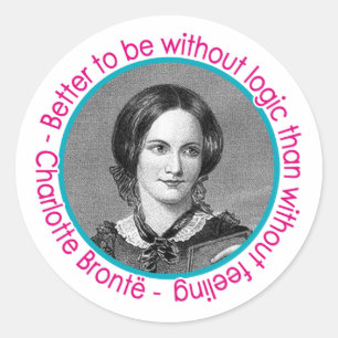 Charlotte Bronte Portret met citaat Ronde Sticker