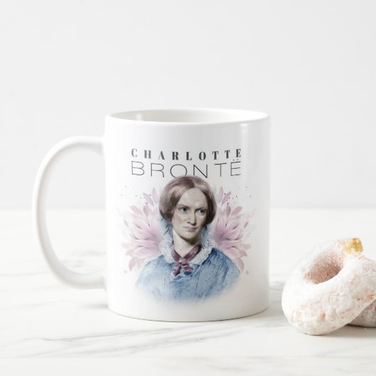 Charlotte Bronte Portret van Richmond met bloemen Koffiemok (Met donut)