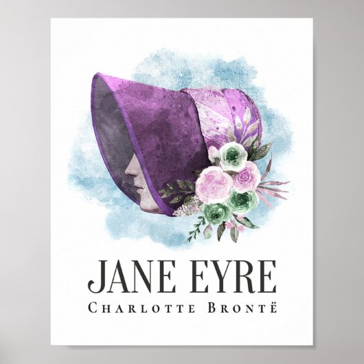 Charlotte Bronte Portret van Richmond met bloemen Poster (Voorkant)