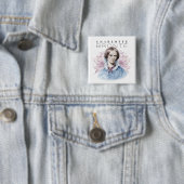 Charlotte Bronte Portret van Richmond met bloemen Vierkante Button 5,1 Cm (In situ)