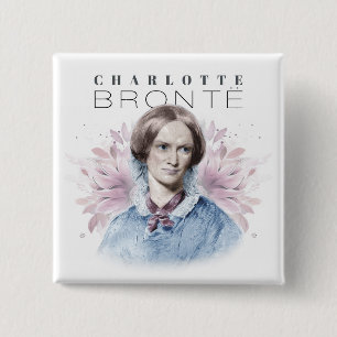 Charlotte Bronte Portret van Richmond met bloemen Vierkante Button 5,1 Cm