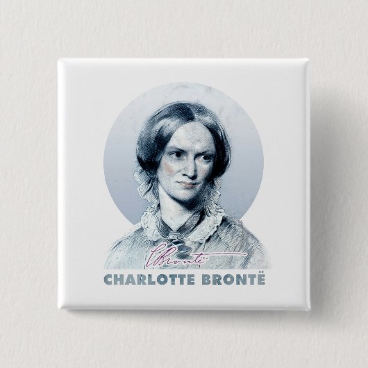 Charlotte Bronte Richmond Painting Portrait Vierkante Button 5,1 Cm (Voorkant)