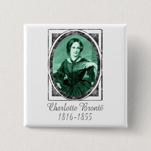 Charlotte Brontë Vierkante Button 5,1 Cm (Voorkant)