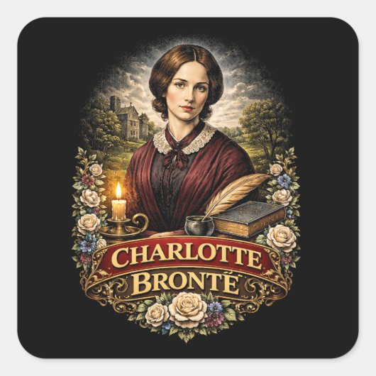 Charlotte Brontë Vierkante Sticker (Voorkant)
