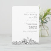 Charlotte Bruiloft Elegante Skyline uitnodiging (Staand voorkant)