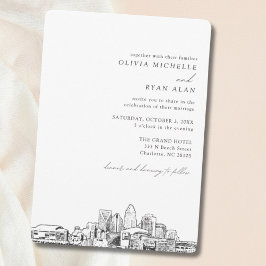 Charlotte Bruiloft Elegante Skyline uitnodiging