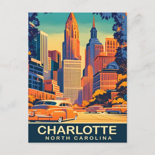 Charlotte, Centrum, North Carolina, Reizen Briefkaart (Voorkant)