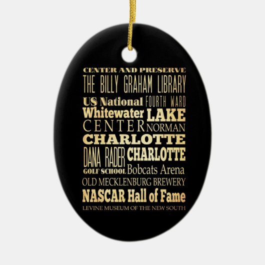 Charlotte City of North Carolina State Typografie Keramisch Ornament (Voorkant)