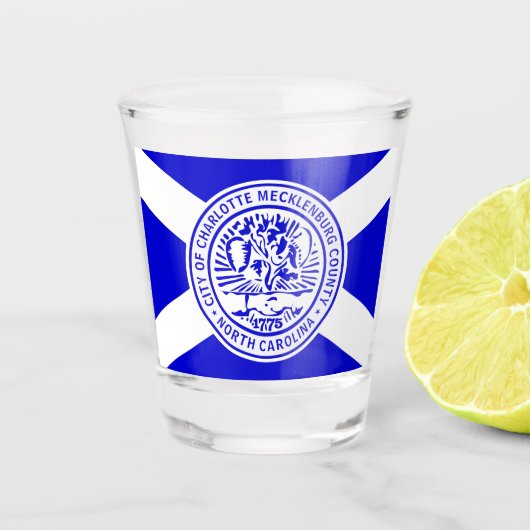 Charlotte City vlag Shot Glas (Voorkant)