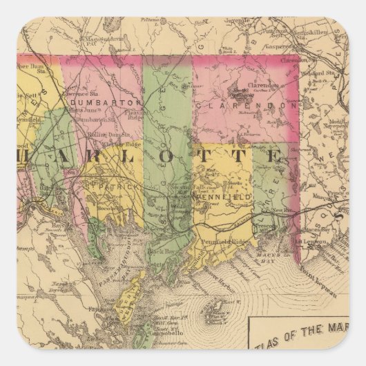 Charlotte Co., NB Vierkante Sticker (Voorkant)