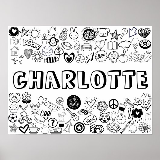 'CHARLOTTE' Color-it-YouSelf-Outline Design Poster (Voorkant)
