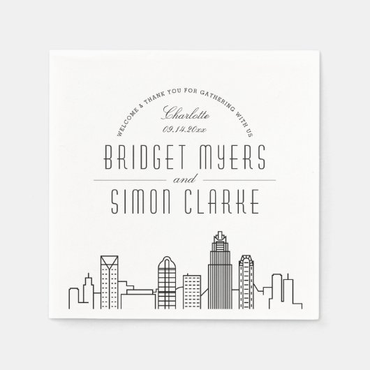 Charlotte Deco Skyline | Weddenschap Napkins Servet (Voorkant)