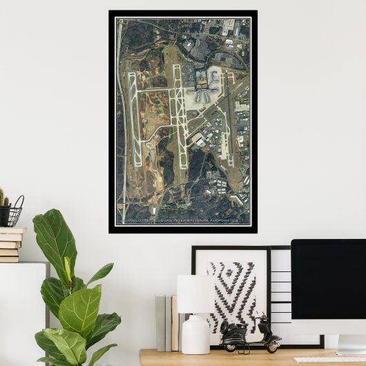 Charlotte Douglas Intl Airport Satellite Map Poster (Thuiskantoor)