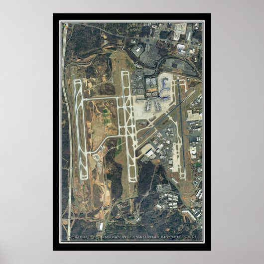 Charlotte Douglas Intl Airport Satellite Map Poster (Voorkant)