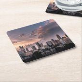 Charlotte downtown op zonsondergang, North Carolin Kartonnen Onderzetters (Schuin)