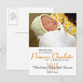 Charlotte Elizabeth Diana - British Will Kate Aankondigingskaart (Voorkant / Achterkant)