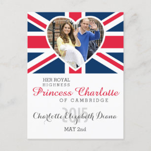 Charlotte Elizabeth Diana - British Will Kate Briefkaart