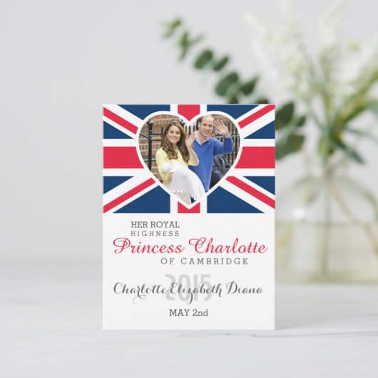 Charlotte Elizabeth Diana - British Will Kate Briefkaart (Staand voorkant)