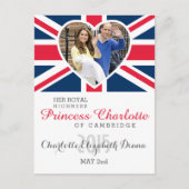 Charlotte Elizabeth Diana - British Will Kate Briefkaart (Voorkant)