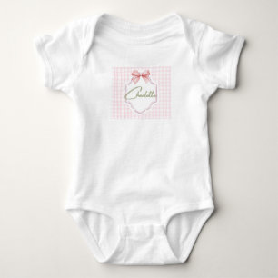 Charlotte Gebruikte Roze Strik en Gingham Print Romper