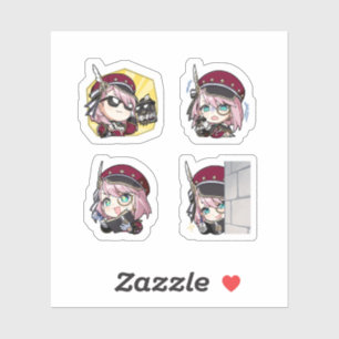 Charlotte Genshin Impact 4 stickers op één vel