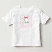 Charlotte Gepersonaliseerde Roze Bow & Gingham Pri Kinder Shirts (Voorkant)