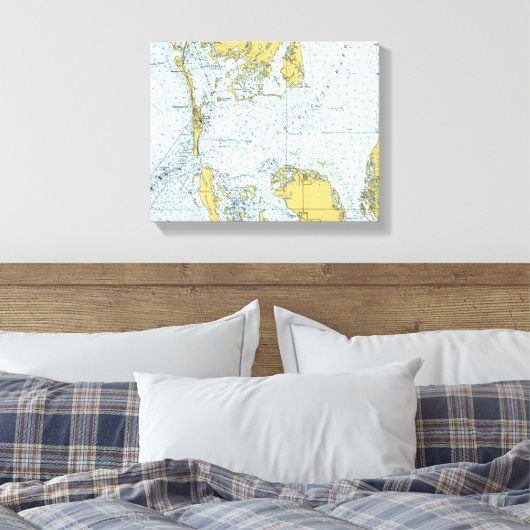 Charlotte Harbour Florida  Nautical Map Canvas Afdruk (Insitu (Slaapkamer))