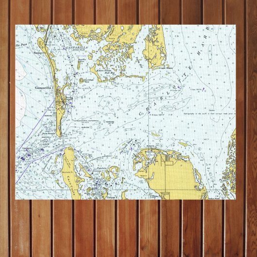 Charlotte Harbour Florida Nautical Map Canvas Afdruk