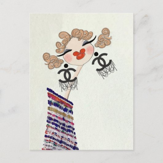 Charlotte Is Happy Glam Mode Kunst Briefkaart (Voorkant)
