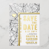 Charlotte Love Locator | Bruiloft Bewaar de datum Folie Uitnodiging (Voorkant)