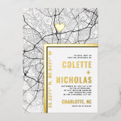 Charlotte Love Locator | Stad thema bruiloft Folie Uitnodiging (Voorkant)