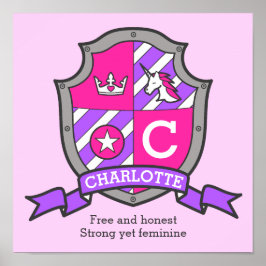 Charlotte meisjesnaam: heraldry shield poster