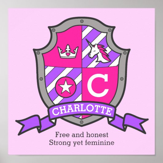 Charlotte meisjesnaam: heraldry shield poster (Voorkant)
