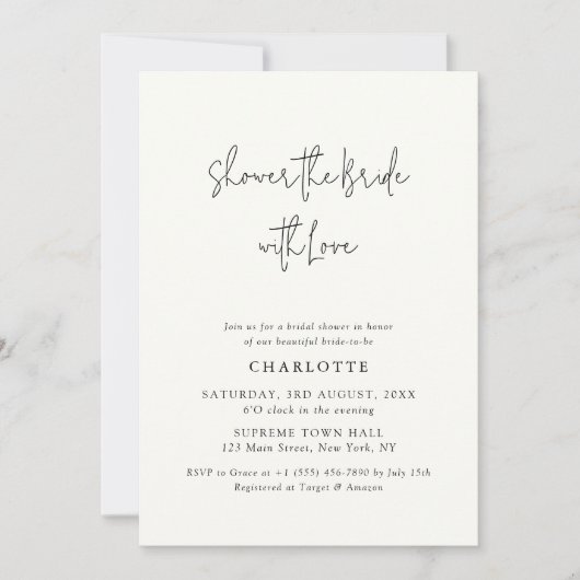 CHARLOTTE Modern Ivory Script-Vrijgezellenfeest Kaart (Voorkant)