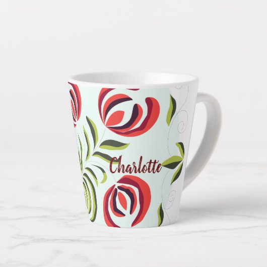 Charlotte-naam, gepersonaliseerde cadeaukunst, aan latte mok (Rechterhoek)