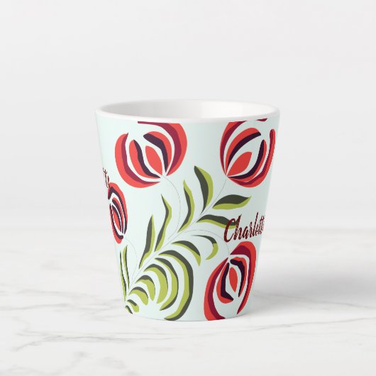 Charlotte-naam, gepersonaliseerde cadeaukunst, aan latte mok (Voorkant)