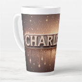Charlotte Naam in Druppelend Goud Latte Mok (Linkerhoek)