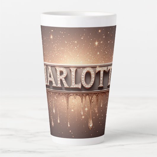 Charlotte Naam in Druppelend Goud Latte Mok (Voorkant)