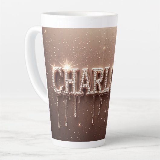 Charlotte Naam in Druppelend Goud Latte Mok (Linkerhoek)