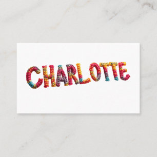 Charlotte Naam in Levendig Haakpatroon Visitekaartje