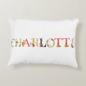 CHARLOTTE naam kunst met bloemen geborduurd Accent Kussen (Achterkant)