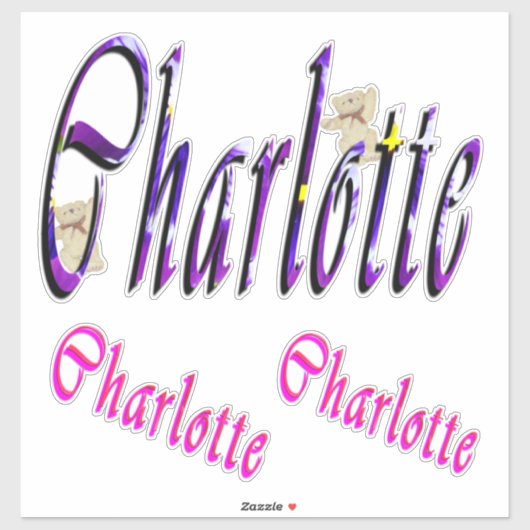 Charlotte naam logo's, sticker (Vel)