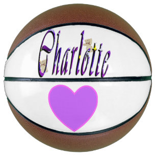 Charlotte naam met Teddy en hart Basketbal