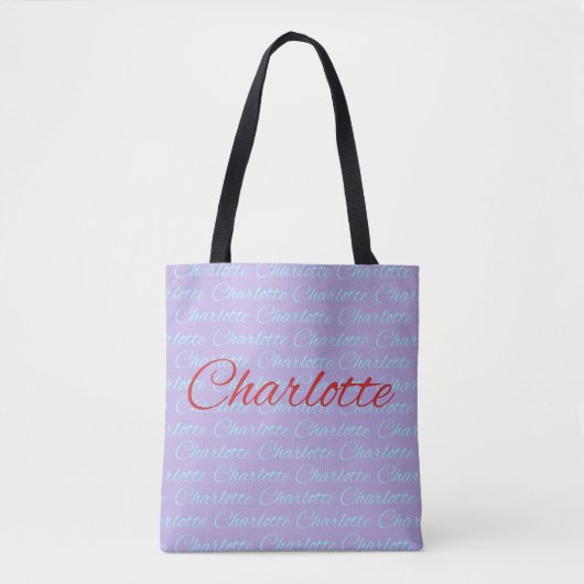 Charlotte naam patroonontwerp tote bag (Voorkant)