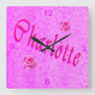 Charlotte Name Logo, Vierkante Klok