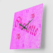 Charlotte Name Logo, Vierkante Klok (Hoek)