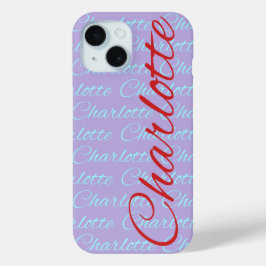 Charlotte Name Pattern Design iPhone 15 Case