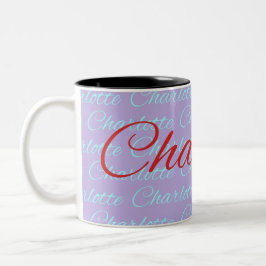 Charlotte Name Pattern Design Tweekleurige Koffiemok